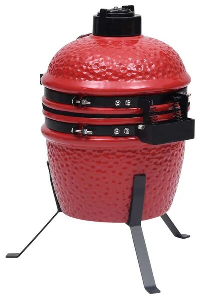 Kerámia Kamado Grillező és Füstölő - Piros - 56 cm