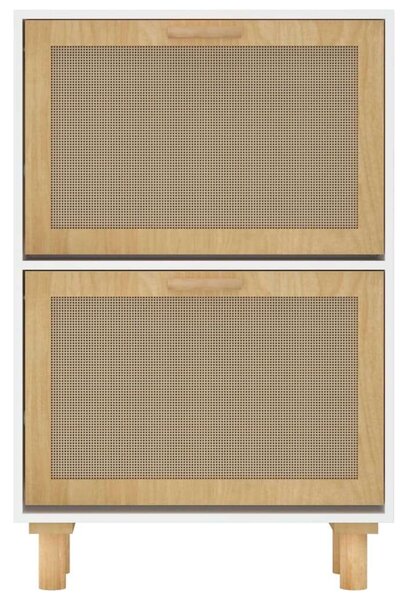 Rattan Cipőszekrény - Fehér - 52x25x80 cm