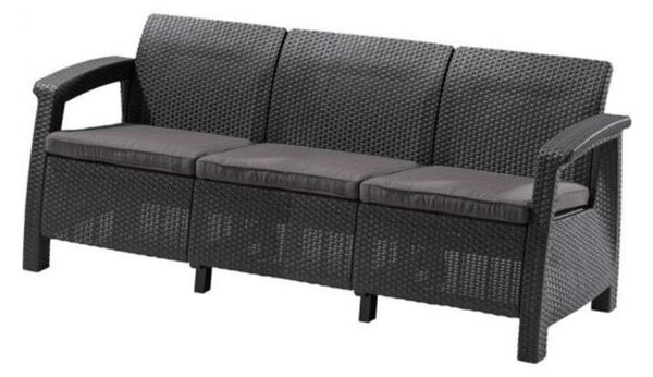 Corfu love seat max kanapé, grafit színben, világos szürke párnával