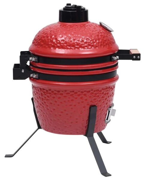 Kerámia Kamado Grillező és Füstölő - Piros - 56 cm
