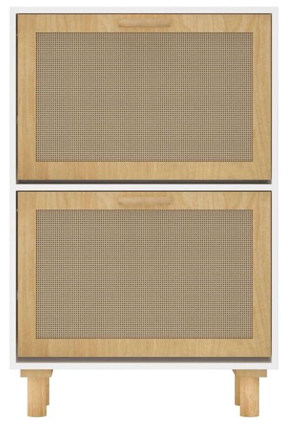 Rattan Cipőszekrény - Fehér - 52x25x80 cm