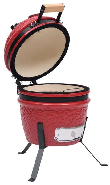 Kerámia Kamado Grillező és Füstölő - Piros - 56 cm
