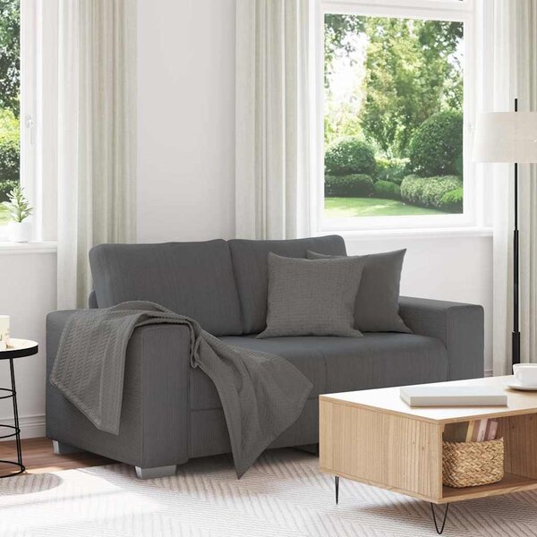 Sötétszürke kordbársony szövet loveseat kanapé 160x77x82 cm