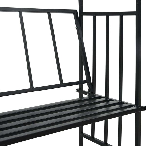 Kerti Boltív Paddal - Fekete Vas - 128x50x207 cm