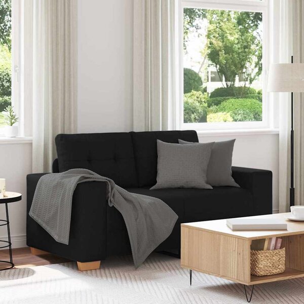 Fekete szövet loveseat kanapé 160x77x82 cm