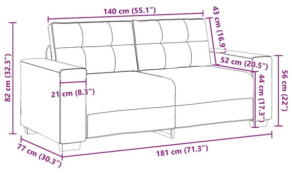 Vászon loveseat kanapé 140 cm