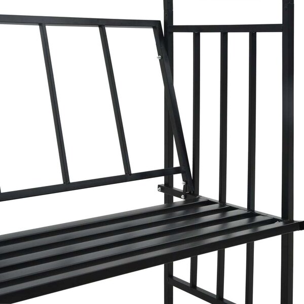Kerti Boltív Paddal - Fekete Vas - 128x50x207 cm