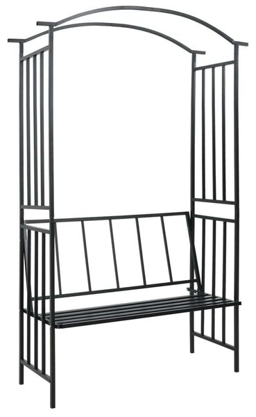Kerti Boltív Paddal - Fekete Vas - 128x50x207 cm