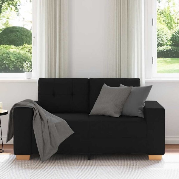 Fekete szövet loveseat kanapé 160x77x82 cm