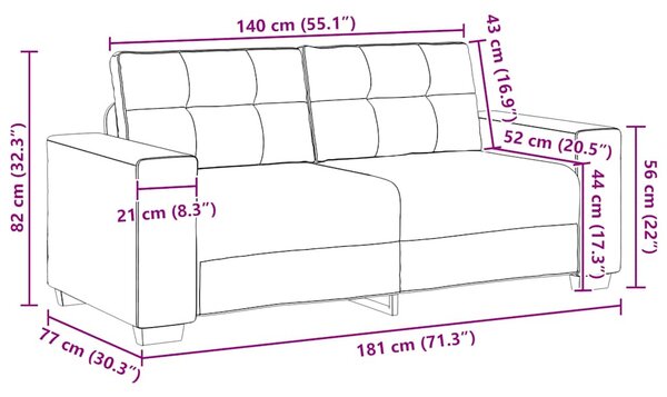 Barna bársony loveseat kanapé 180x77x82 cm