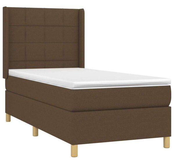 VidaXL sötétbarna szövet rugós ágy matraccal 100 x 200 cm