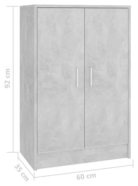 Modern Cipősszekrény - Betonszürke - 60x35x92 cm