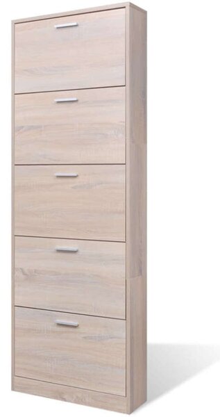 Modern Cipőtartó Szekrény - Tölgyfa Hatású - 5 Rekeszes
