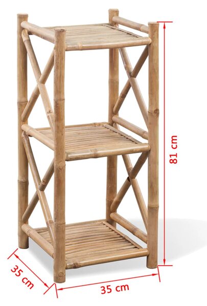 3 szintes szögletes bambusz polc