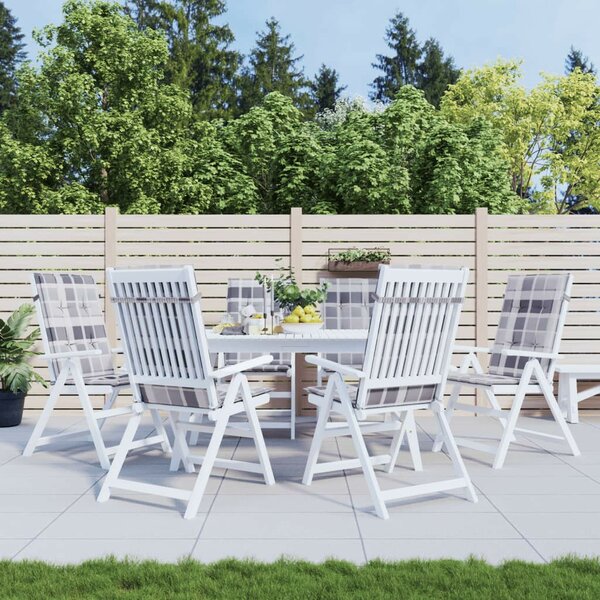 VidaXL Székpárna - Szürke Kockás - 6 db - 120x50x3cm