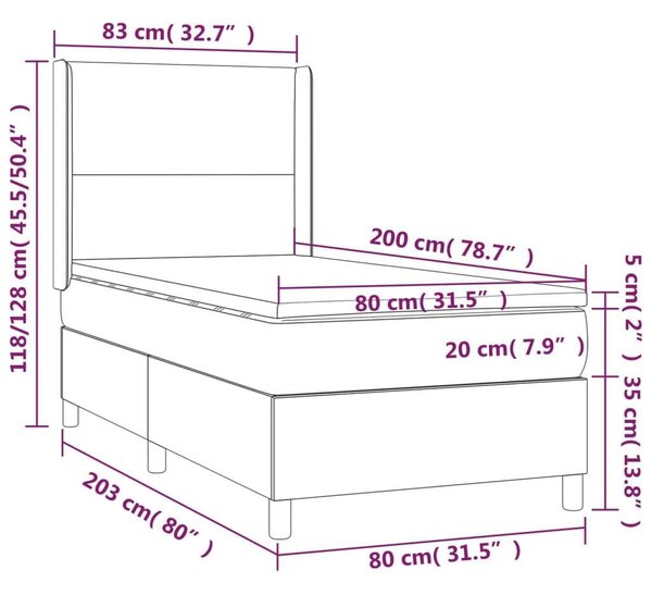 VidaXL LED-es Ágy - 80x200 cm