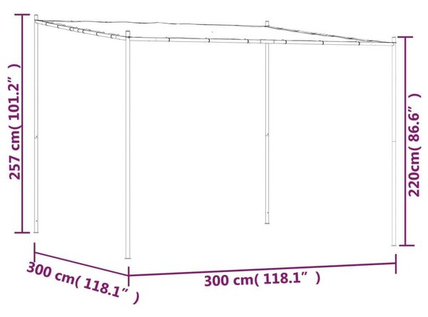 Kerti Pavilon - Acélvázas - 3x3 m - Antracitszürke