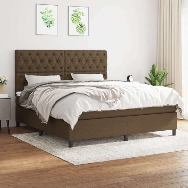 VidaXL Ágy - Sötétbarna Szövet - 160x200 cm