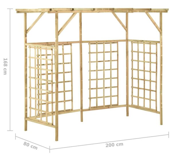 Impregnált fenyőfa kerti pergola 3 szemeteskukához
