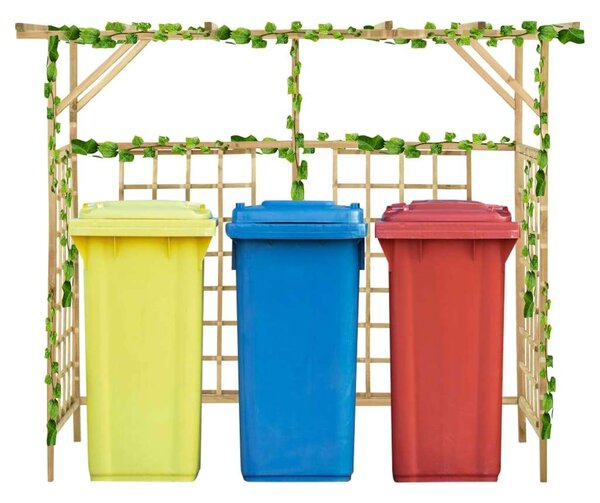 Impregnált fenyőfa kerti pergola 3 szemeteskukához