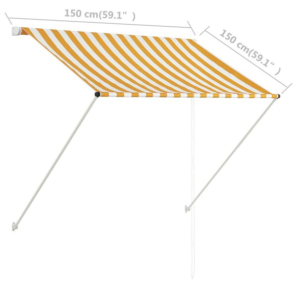 Feltekerhető sárga és fehér napellenző 150 x 150 cm