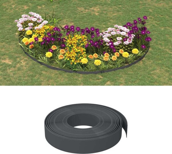 5 db szürke polietilén kerti szegély 10 m x 10 cm