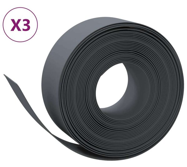 3x10m Szürke Polietilén Kerti Szegély - 20cm Magas