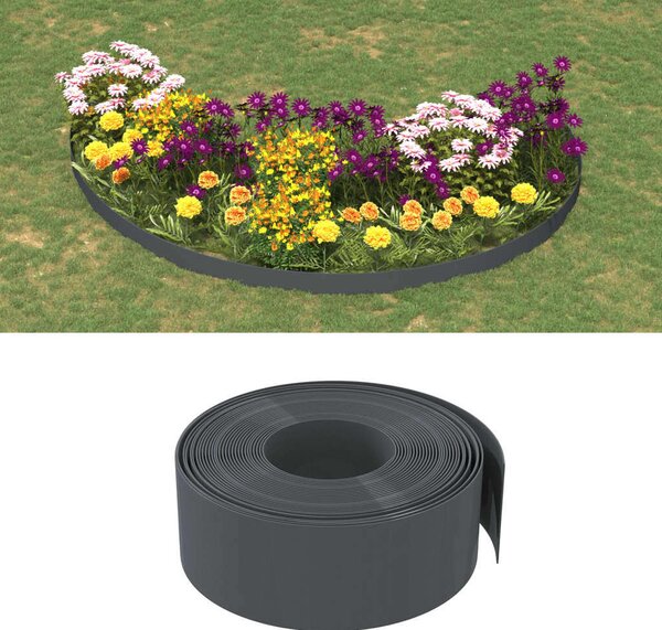 3x10m Szürke Polietilén Kerti Szegély - 20cm Magas
