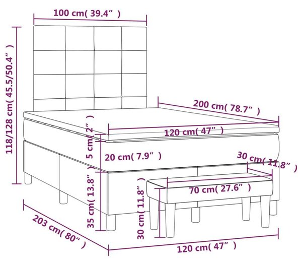 VidaXL sötétbarna szövet rugós ágy matraccal 120 x 200 cm