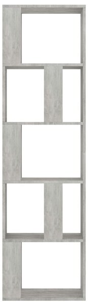 Betonszürke szerelt fa könyvszekrény/térelválasztó 45x24x159 cm
