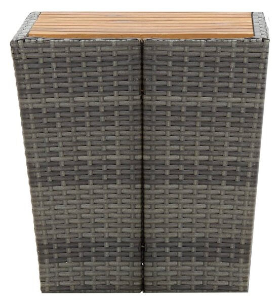 Szürke polyrattan és tömör akácfa teázóasztal 41,5x41,5x43 cm