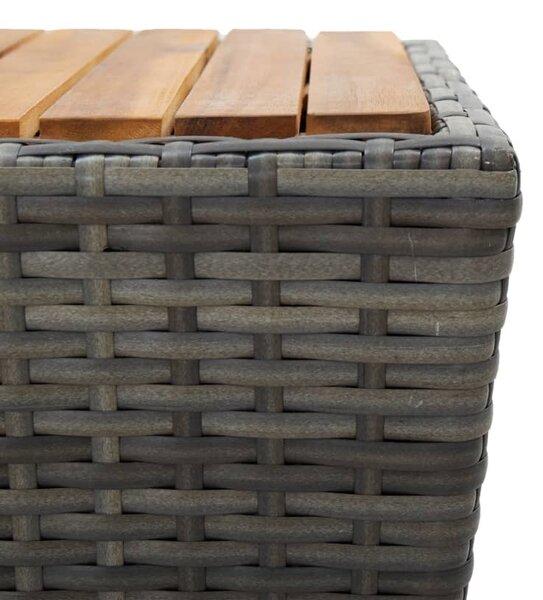 Szürke polyrattan és tömör akácfa teázóasztal 41,5x41,5x43 cm