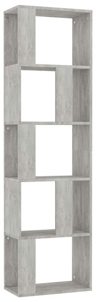 Betonszürke szerelt fa könyvszekrény/térelválasztó 45x24x159 cm