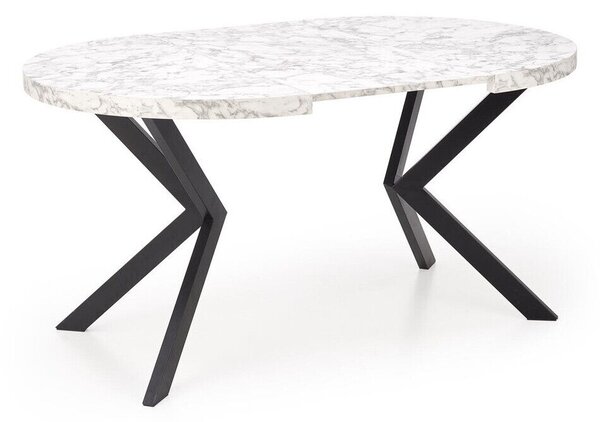 Asztal Houston 1495, 76cm, Fehér márvány, Fekete