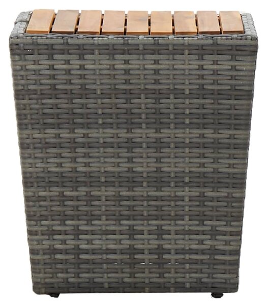 Szürke polyrattan és tömör akácfa teázóasztal 41,5x41,5x43 cm
