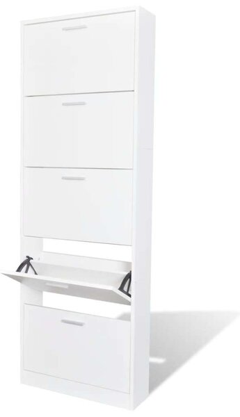 Fehér Cipősszekrény - 5 Rekeszes - 169 cm