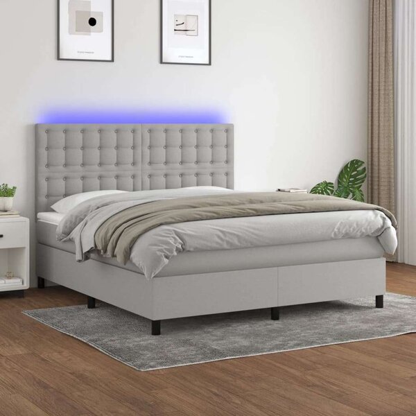 VidaXL LED-es Ágy - Szövet - 160x200 cm