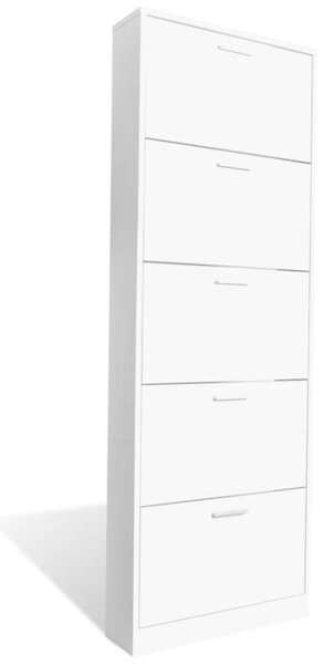 Fehér Cipősszekrény - 5 Rekeszes - 169 cm