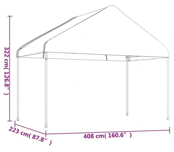 VidaXL Nagy Fehér Pavilon - 11,15 x 4,08 m