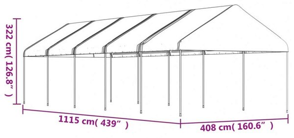 VidaXL Nagy Fehér Pavilon - 11,15 x 4,08 m