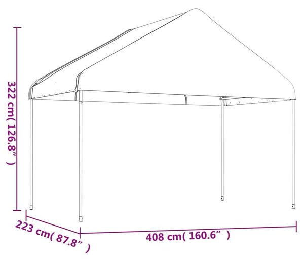 VidaXL Nagy Fehér Pavilon - 11,15 x 4,08 m