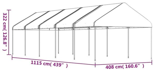 VidaXL Nagy Fehér Pavilon - 11,15 x 4,08 m