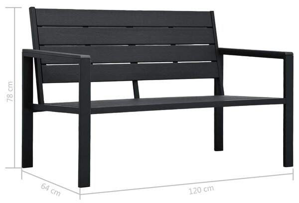 Fekete fautánzatú HDPE kerti pad 120 cm
