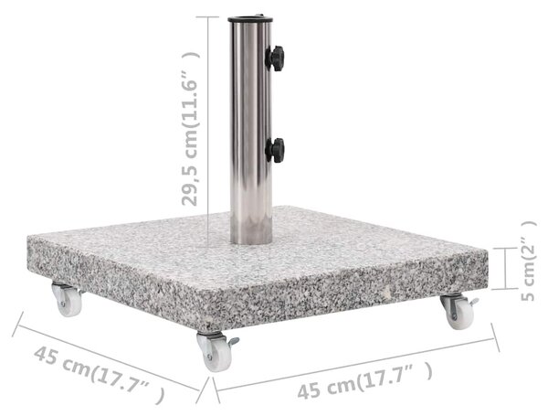 Négyszögletes szürke gránit napernyőtalp 30 kg
