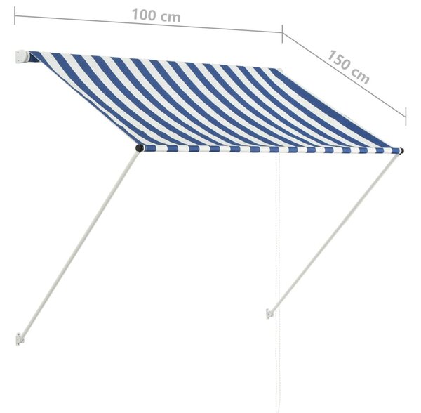 Feltekerhető kék és fehér napellenző 100 x 150 cm