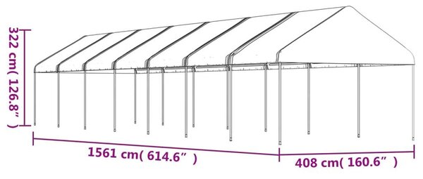 Outsunny - Nagy Fehér Pavilon - Tetős - 15,61x4,08x3,22m