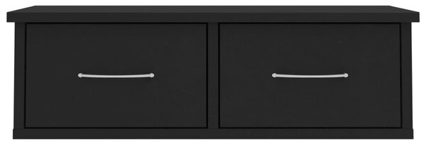 Fekete szerelt fa falra szerelhető fiókos polc 60x26x18,5 cm