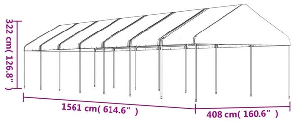 Outsunny - Nagy Fehér Pavilon - Tetős - 15,61x4,08x3,22m