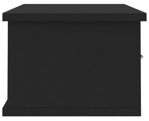 Fekete szerelt fa falra szerelhető fiókos polc 60x26x18,5 cm
