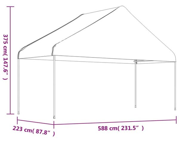 VidaXL Nagy Fehér Pavilon - 892x588x375 cm